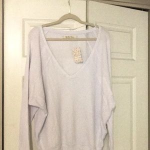 Free People White Long Sleeve Boxy Sweatshirt